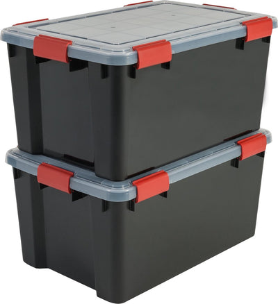 Iris airtight opbergbox - 50l - kunststof - zwart rood - set van 2