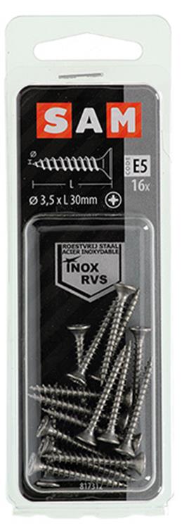 Mack 1019735 - tornillo para aglomerado cabeza vz acero inoxidable 16 piezas 3,5 x 30 mm | 10 piezas