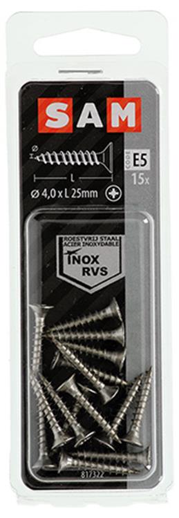 Mack 1019740 - tornillo para aglomerado cabeza vz acero inoxidable 15 piezas 4,0 x 25 mm | 10 piezas