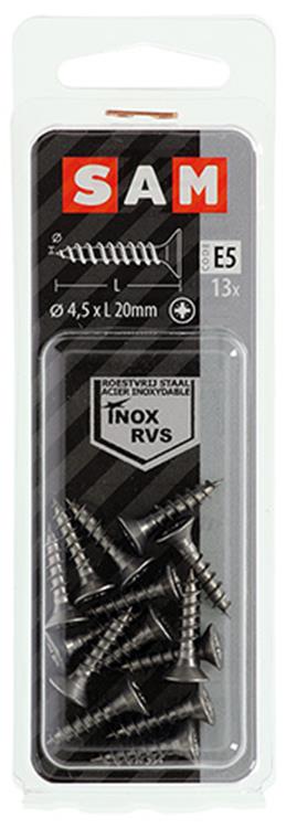 Mack 1019746 - tornillo para aglomerado cabeza vz acero inoxidable 13 piezas 4,5 x 20 mm | 10 piezas