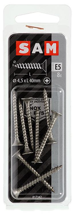 Mack 1019750 - tornillo para aglomerado cabeza vz acero inoxidable 8 piezas 4,5 x 40 mm | 10 piezas