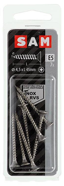 Mack 1019751 - tornillo para aglomerado cabeza vz acero inoxidable 7 piezas 4,5 x 45 mm | 10 piezas