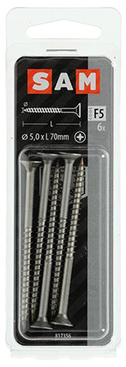 Mack 1019757 - tornillo para aglomerado cabeza vz acero inoxidable 6 piezas 5,0 x 70 mm | 10 piezas
