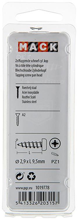 Mack 1019778 - tornillo autorroscante culata A2 20 piezas 2,9 x 9,5 mm | 10 piezas