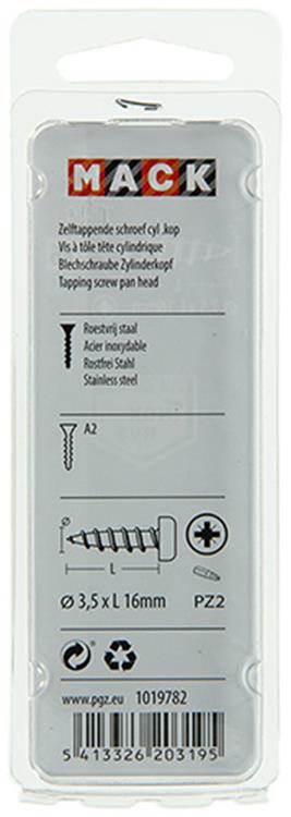 Mack 1019782 - tornillo autorroscante culata A2 13 piezas 3,5 x 16 mm | 10 piezas