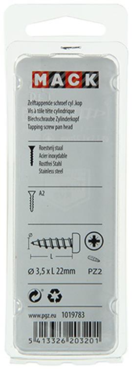 Mack 1019783 - tornillo autorroscante culata A2 11 piezas 3,5 x 22 mm | 10 piezas