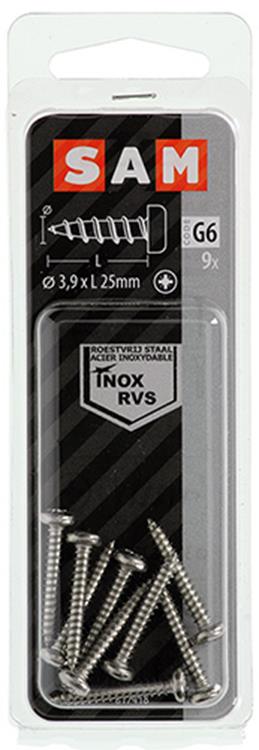 Mack 1019787 - tornillo autorroscante culata A2 9 piezas 3,9 x 25 mm | 10 piezas