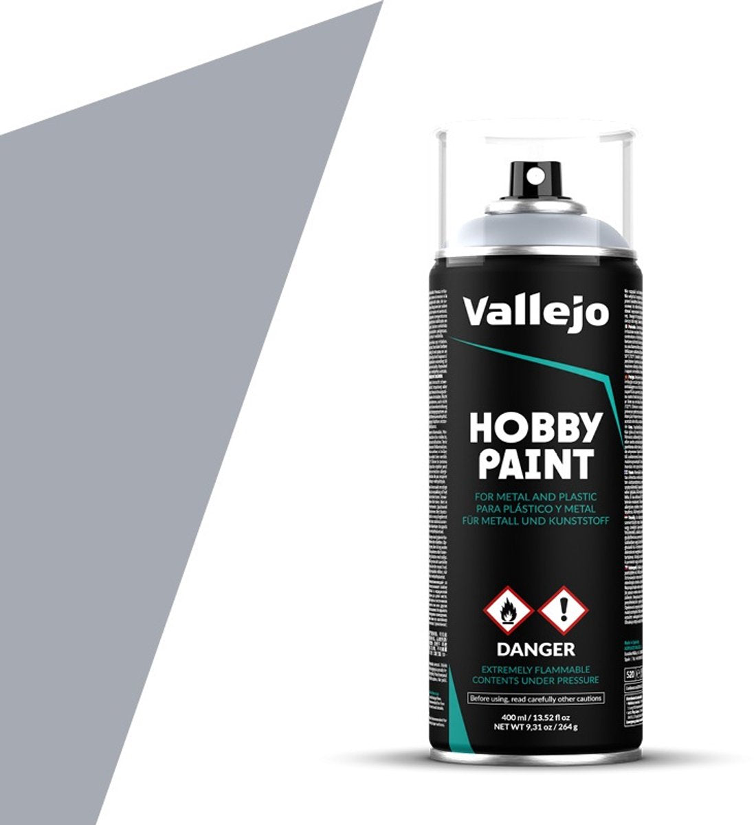 Vallejo hobby paint - 28021 silver - matt - spray - paint aerosol can - 400 ml