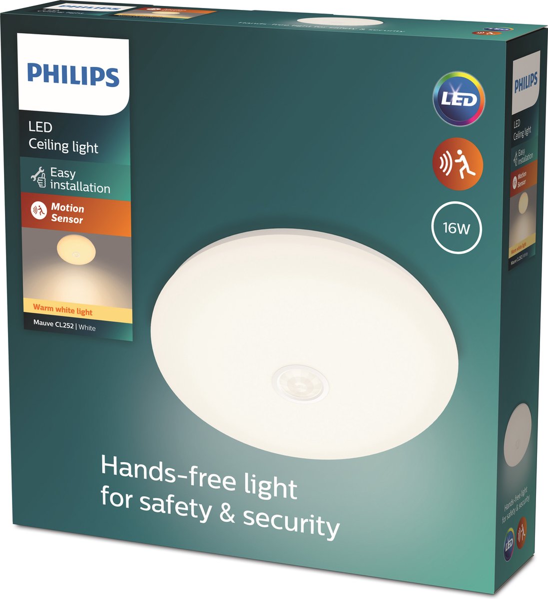 Lampada da soffitto Philips LED Philips malva - rotonda - piccola - con sensore