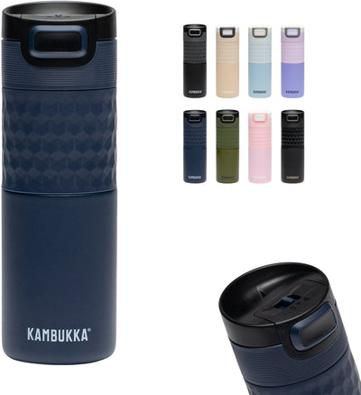 Tazza termica Kambukka Etna Grip 500 ml - tazza da caffè da asporto - doppia parete con coperchio 3in1 - facile da pulire - tazza da caffè a tenuta stagna - tazza da tè - tazza da viaggio - blu