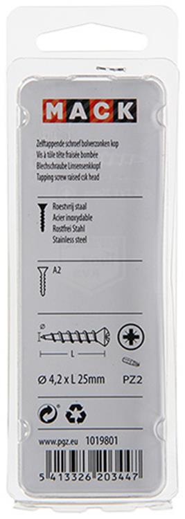 Mack 1019801 - tornillo autorroscante bola fx.heada2 8uds 4,2 x 25 mm | 10 piezas