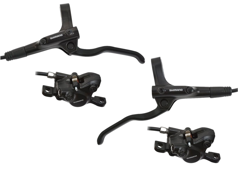 Set freno a disco idraulico Shimano MT200 anteriore e posteriore - senza disco freno - nero