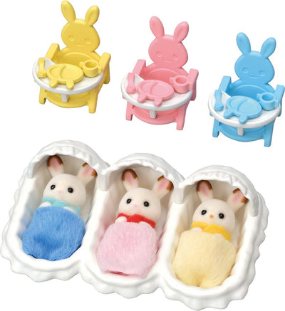 Sylvanian families 5532 triplet chocolate bunny care set