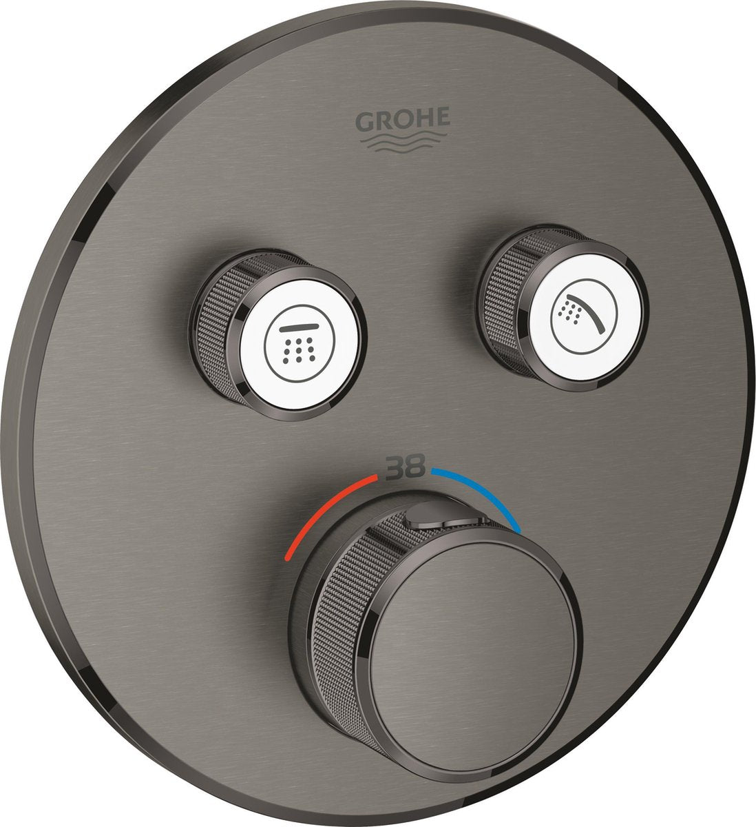 Grohe grohtherm smartcontrol thermostatiche douchekraan - inbouw mengkraan - met omstelling - rond - hard graphite geborsteld (mat donkergrijs)