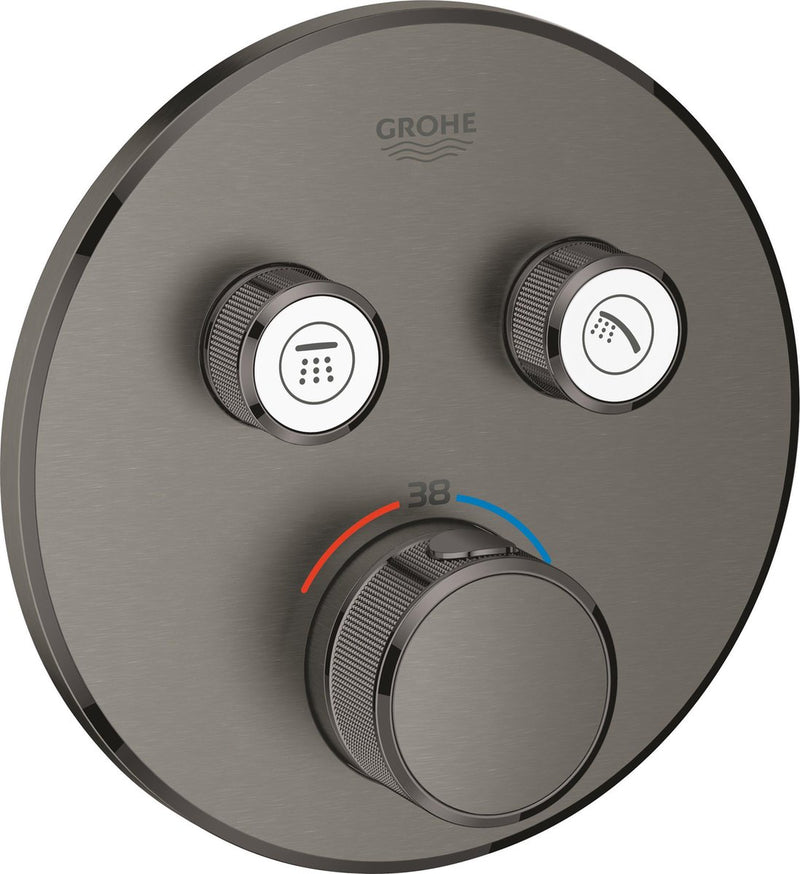 Grifo termostático para ducha Grohe Grohtherm smartcontrol - grifo monomando empotrado - con desviador - redondo - grafito duro cepillado (gris oscuro mate)