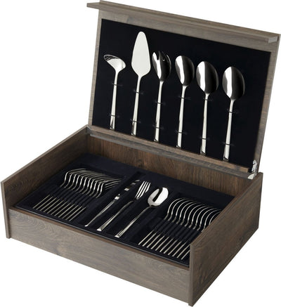 Amefa Metropole - Set di posate da 78 pezzi - per 12 persone - lucide - color argento - in lussuosa scatola di legno