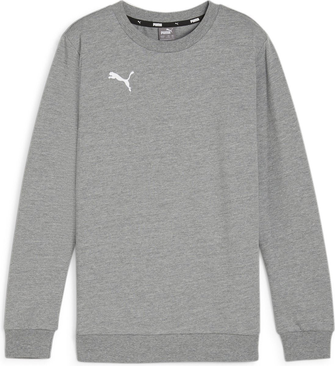 Puma teamgoal casuals crew neck sweat jr jongens sporttrui - medium gray heather- white