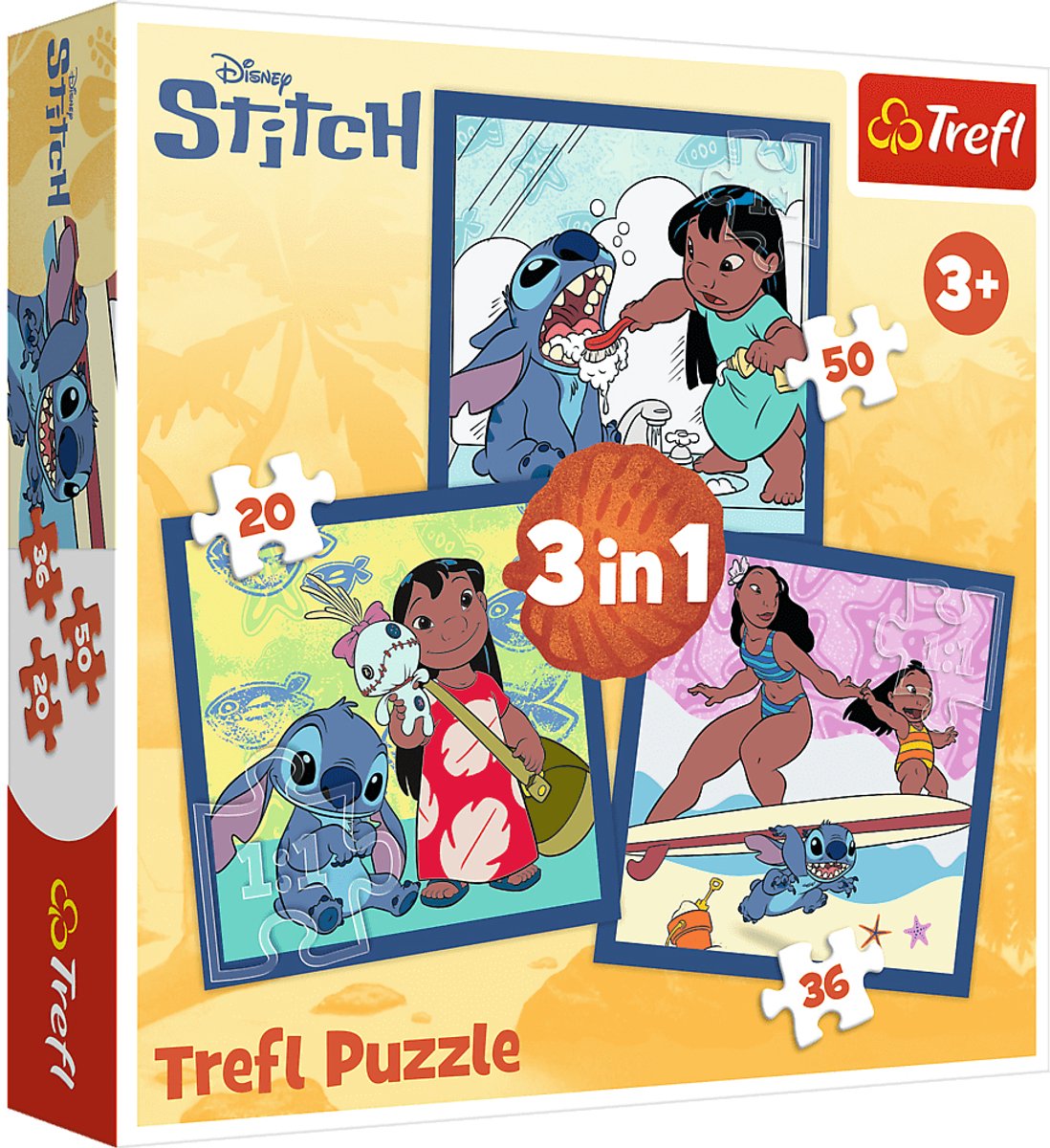Trefl puzzel 3in1 disney lilo stitch - educatief kinderspel fsc karton.