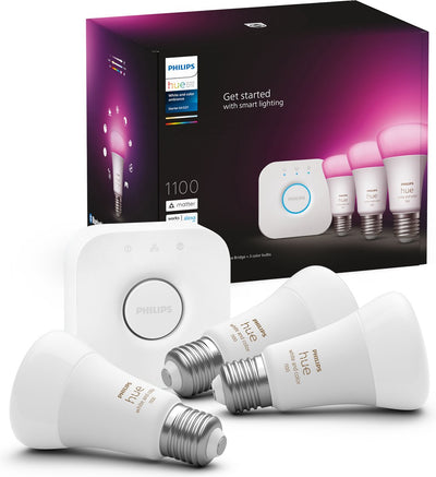 Starter kit Philips hue - bianco e colorato - 3 lampade - e27 - 1100lm