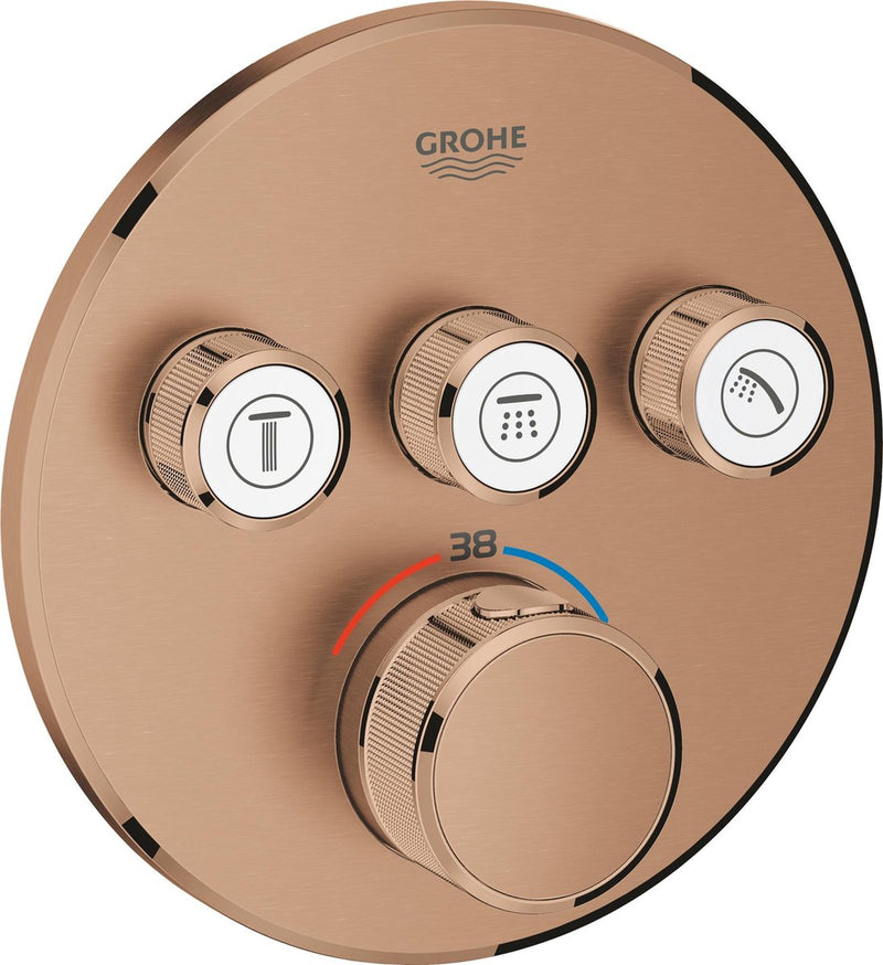 Grohe Grohtherm termostato de ducha o baño con control inteligente incorporado - 3 botones - atardecer cálido cepillado (bronce mate) - 29121dl0