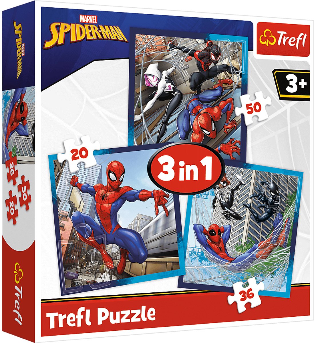 Trefl puzzle 3in1 spider-man - Puzzle in cartone per bambini Disney Marvel.