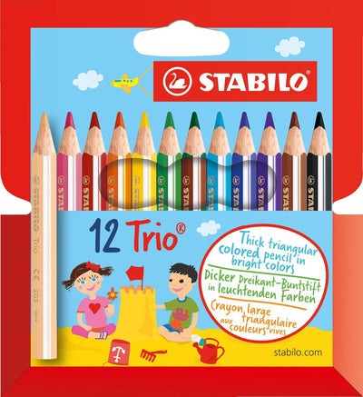 Matite colorate ergonomiche corte spesse Trio Stabilo - 12 pz.