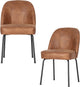 Woood vogue eetkamerstoelen - leer - cognac - set van 2