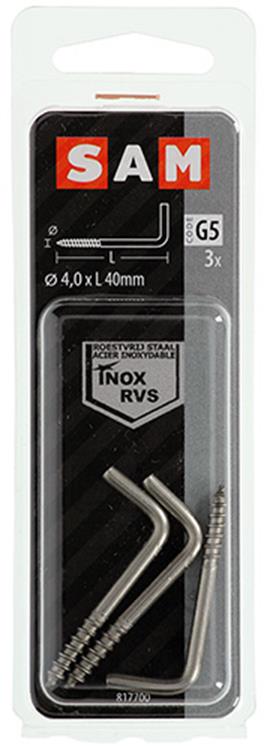 Mack 1019900 - tornillo pulgar acero inoxidable 3 piezas 4,0x40 mm | 10 piezas