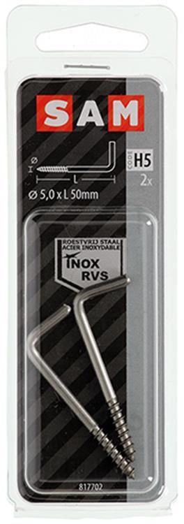 Mack 1019901 - tornillo pulgar acero inoxidable 2 piezas 5,0x50 mm | 10 piezas