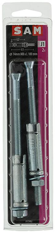 Mack 1019940 - perno de cuña con espárrago roscado. galvanizado2 piezas m8 x 100 mm | 5 piezas