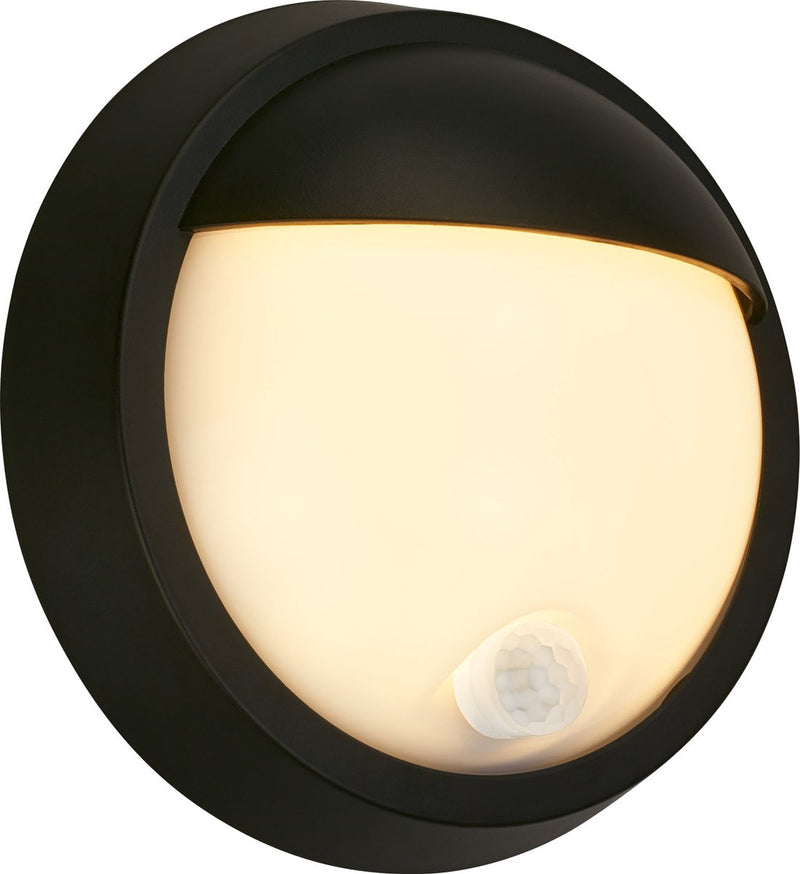 Briloner - aplique de exterior - lámpara exterior - con detector de movimiento - sensor crepuscular - batería recargable - carga USB - protección contra salpicaduras de agua - ø17 x 7 cm - negro