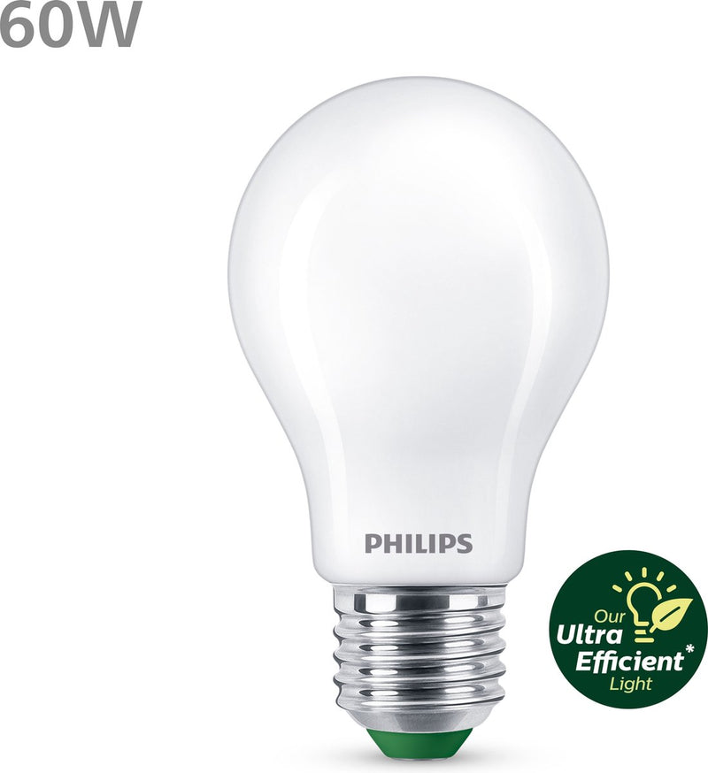 Philips LED Lampada LED Philips ultra efficiente opaca - 60 W - E27 - luce bianca fredda