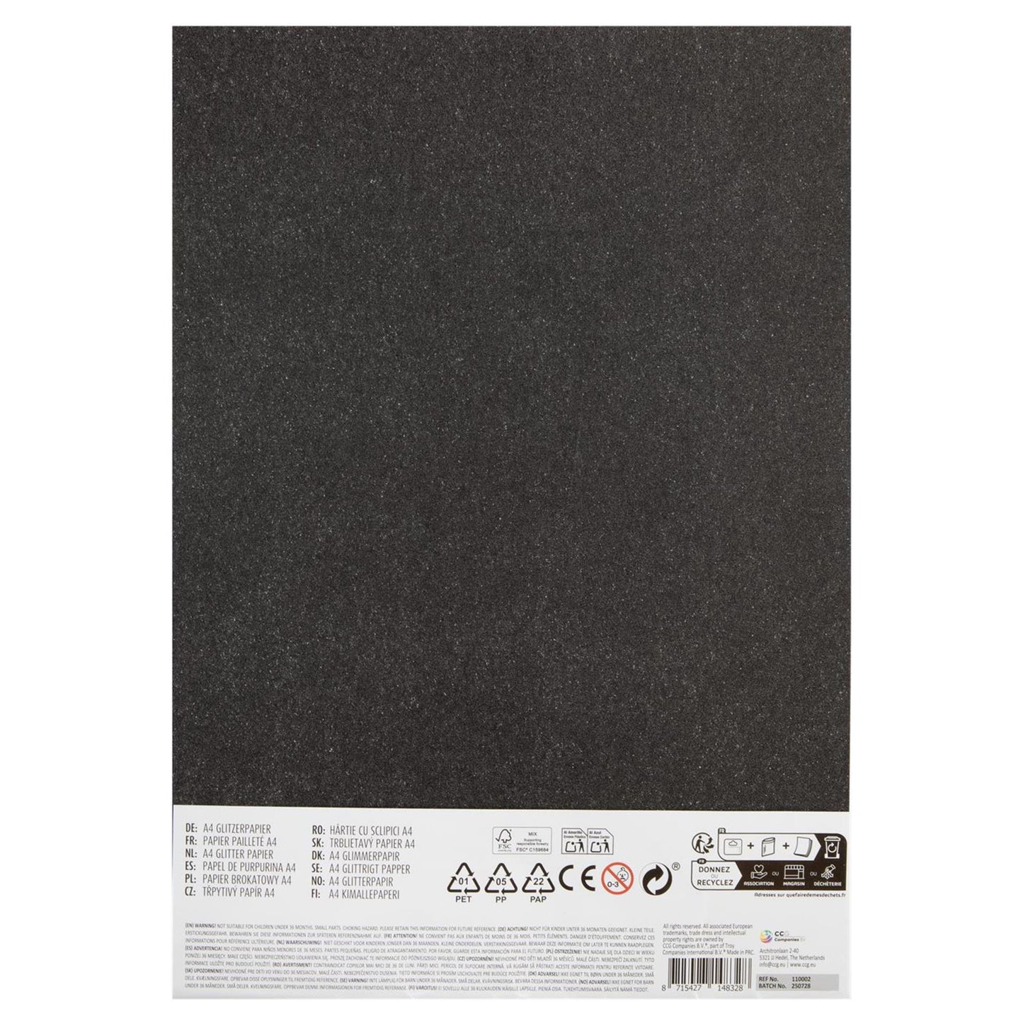 Creative Craft Group Glitter Paper A4, 8 fogli e 8 colori