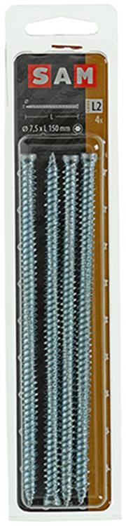 Mack 1019963 - tornillo ventana hormigón culata galvanizada 4uds 7,5 x152 mm | 5 piezas