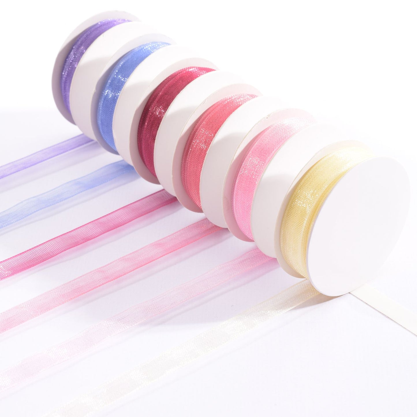 Vaessen creative • organzalint 6 kleuren 6mmx2m baby roze