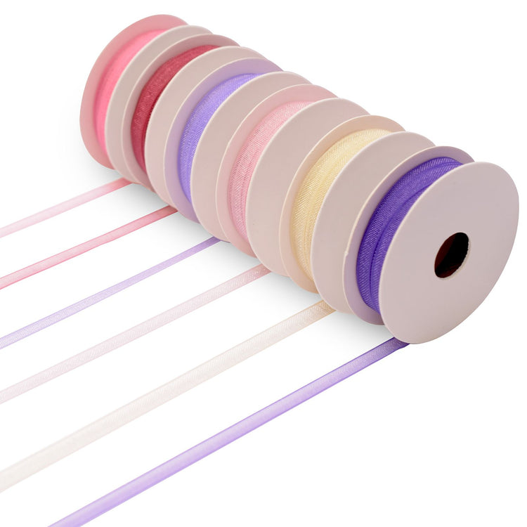 Vaessen creative • organzalint 6 kleuren 3mmx2m baby roze
