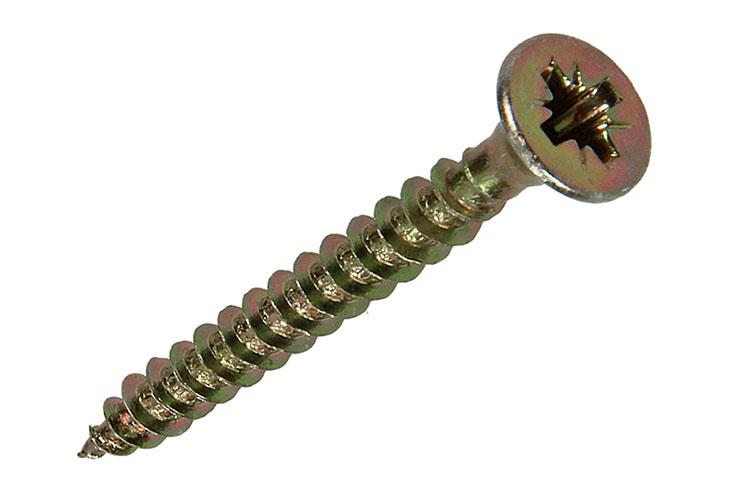 Mack 1017972 - Tornillo para aglomerado con cabeza chapada en amarillo. 50 piezas 4,0 x 35 mm | 5 piezas