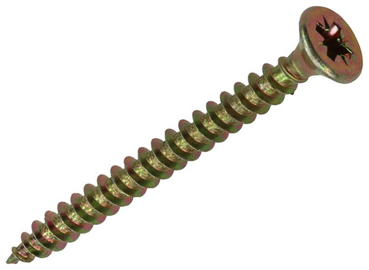 Mack 1017974 - Tornillo para aglomerado con cabeza chapada en amarillo. 37 piezas 4,0 x 45 mm | 5 piezas