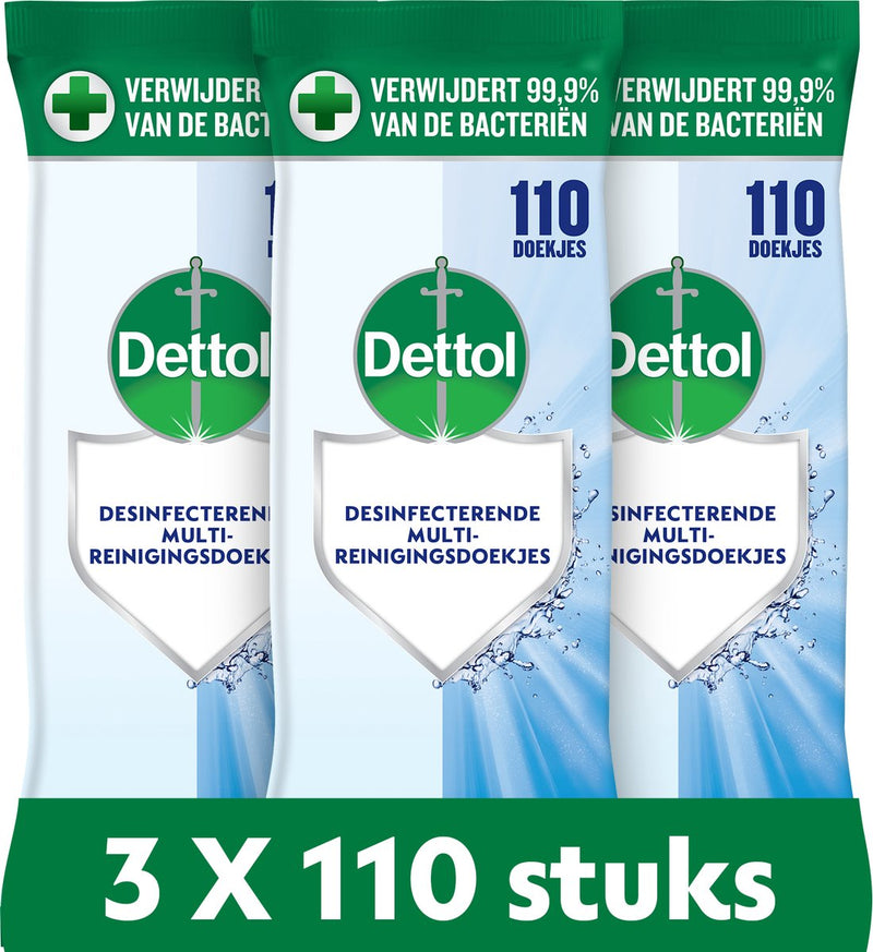 Detergente per salviette Dettol 110 pezzi - 3 pezzi - confezione risparmio