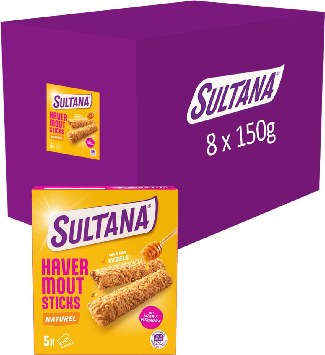 Sultana - bastoncini di farina d'avena con sciroppo d'oro - 8 x 150 grammi