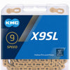 Cadena de bicicletas KMC X9 TI-N Oro 114 Schakels
