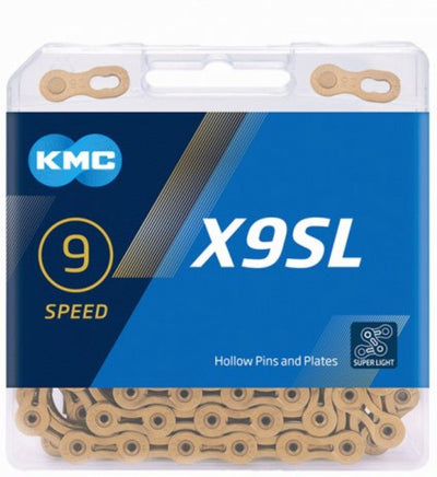 Cadena de bicicletas KMC X9 TI-N Oro 114 Schakels