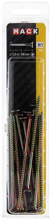 Mack 1017993 - Tornillo para aglomerado con cabeza chapada en amarillo. 16 piezas 5,0 x 100 mm | 5 piezas
