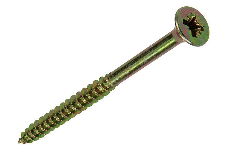 Mack 1017996 - Tornillo para aglomerado con cabeza chapada en amarillo. 18 piezas 6,0 x 80 mm | 5 piezas