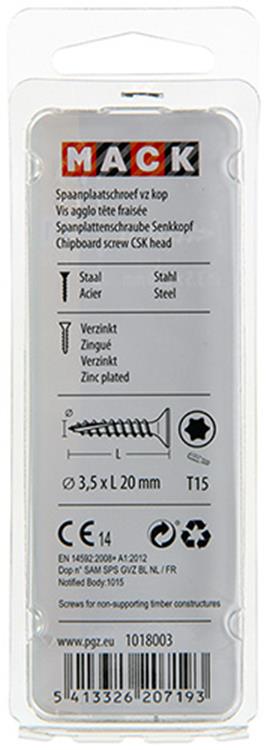 Mack 1018003 - spainplschr.vzkop-automontaje amarillo sat.100 piezas 3,5 x 20 mm | 5 piezas