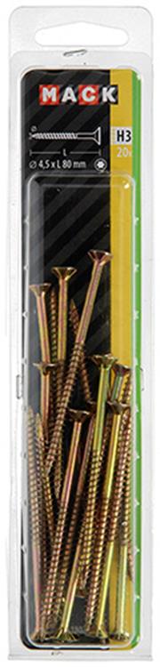 Mack 1018020 - spanplschr.vzkop-automontaje chapado en amarillo 20 piezas 4,5 x 80 mm | 5 piezas