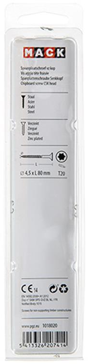Mack 1018020 - spanplschr.vzkop-automontaje chapado en amarillo 20 piezas 4,5 x 80 mm | 5 piezas