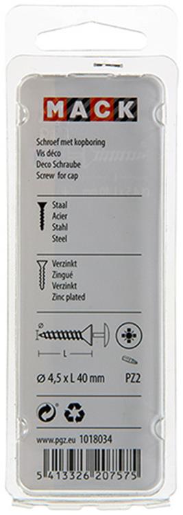 Mack 1018034 - tornillo con cabeza, acero galvanizado. 30 piezas 4,5 x 40 mm | 5 piezas