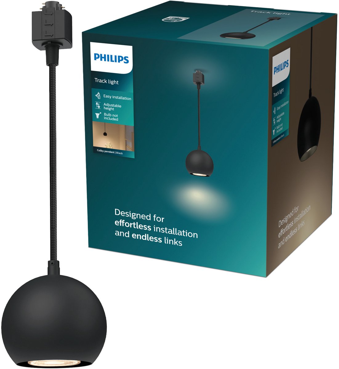 Philips led philips easylink colby - hanglamp - gu10 fitting - maximaal wattage: 7w - zwart - railverlichting