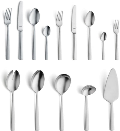 Amefa ventura - set posate - 60 pezzi - 6 persone - satinate - opache - color argento